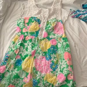 Lilly Pulitzer Floral Dress in Green, Pink, and Yellow